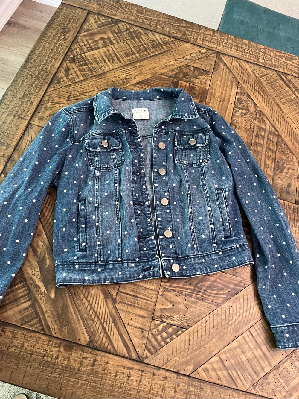 Elle Blue Polka Dot Denim Jacket